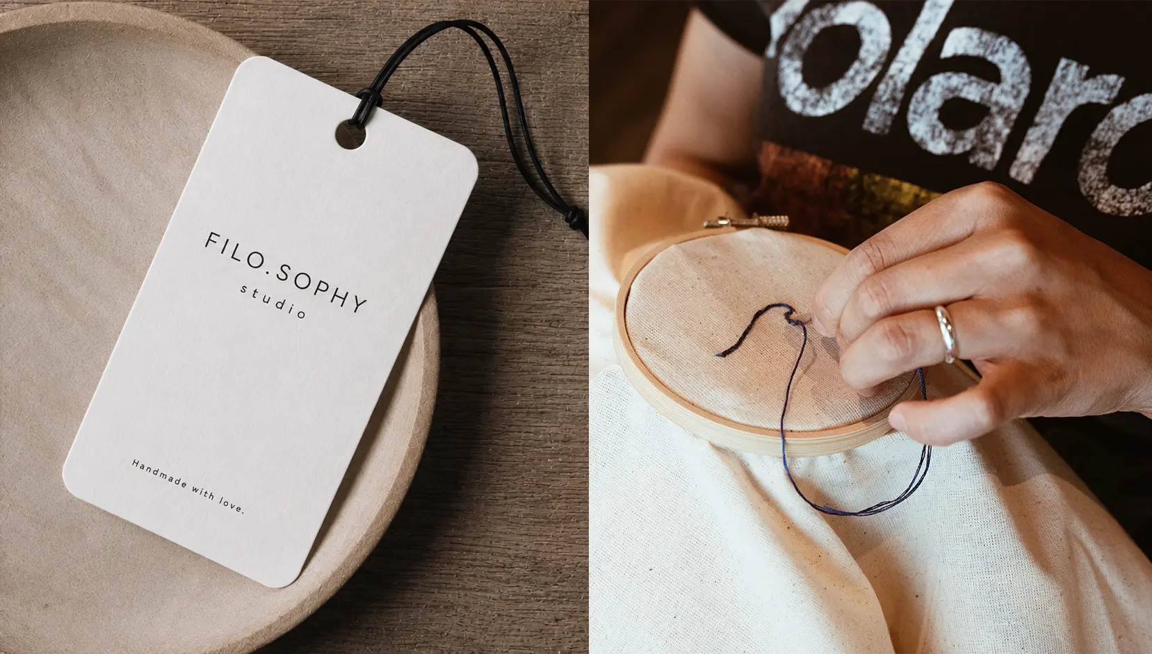 Filo.sophy Studio tag and embroidery hoop